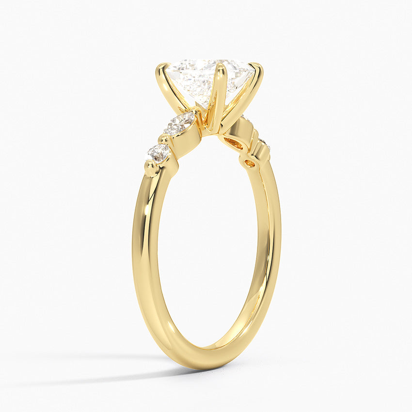 Versailles One-Quarter Coverage Diamond Ring Yellow Gold 18k Princess Engagement Ring