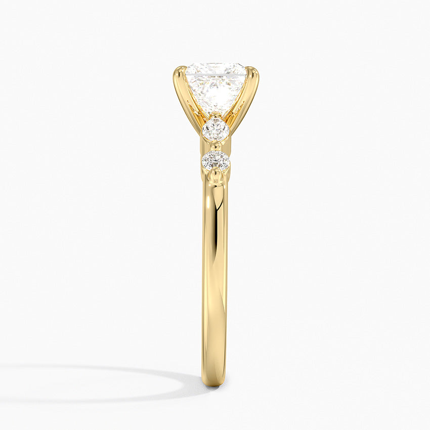 Versailles One-Quarter Coverage Diamond Ring Yellow Gold 18k Princess Engagement Ring