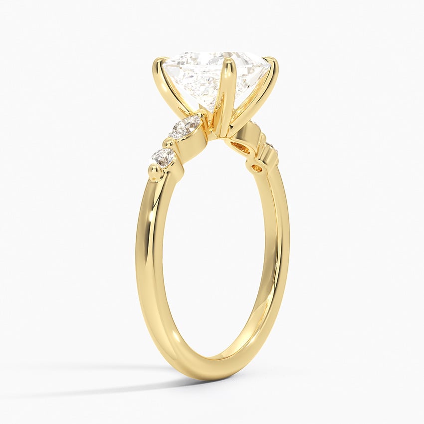 Versailles One-Quarter Coverage Diamond Ring Yellow Gold 18k Princess Engagement Ring
