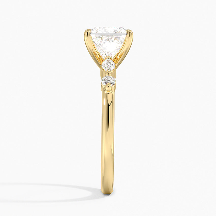 Versailles One-Quarter Coverage Diamond Ring Yellow Gold 18k Princess Engagement Ring