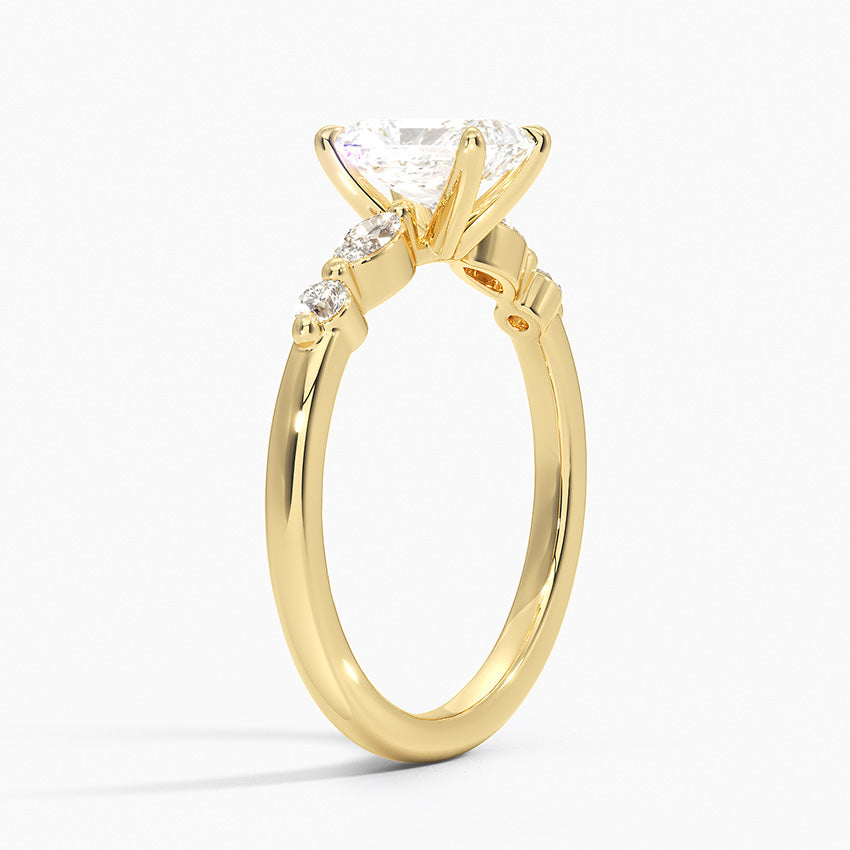 Versailles One-Quarter Coverage Diamond Ring Yellow Gold 18k Radiant Engagement Ring