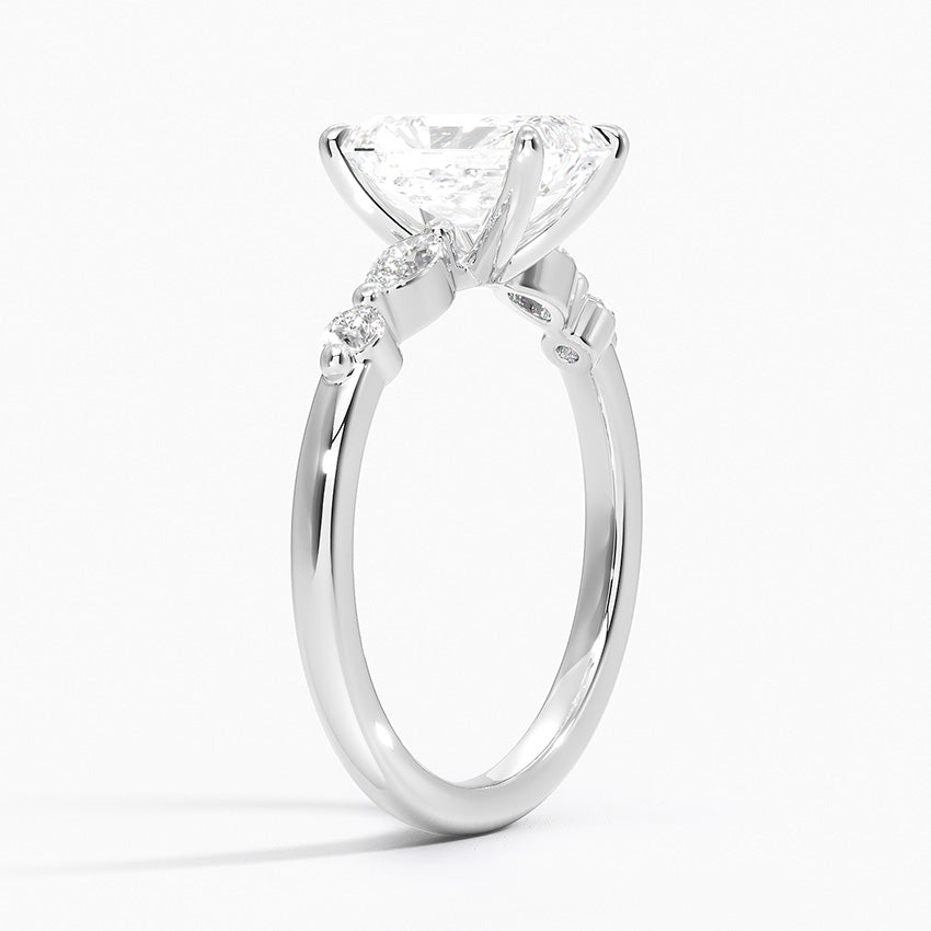 Versailles One-Quarter Coverage Diamond Ring Platinum Radiant Engagement Ring