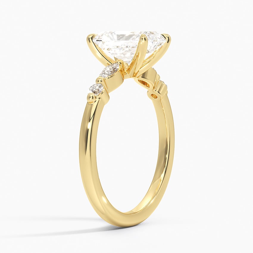 Versailles One-Quarter Coverage Diamond Ring Yellow Gold 18k Radiant Engagement Ring