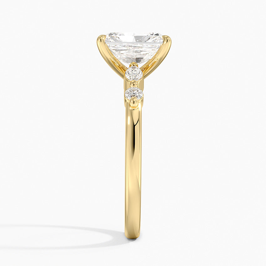 Versailles One-Quarter Coverage Diamond Ring Yellow Gold 18k Radiant Engagement Ring
