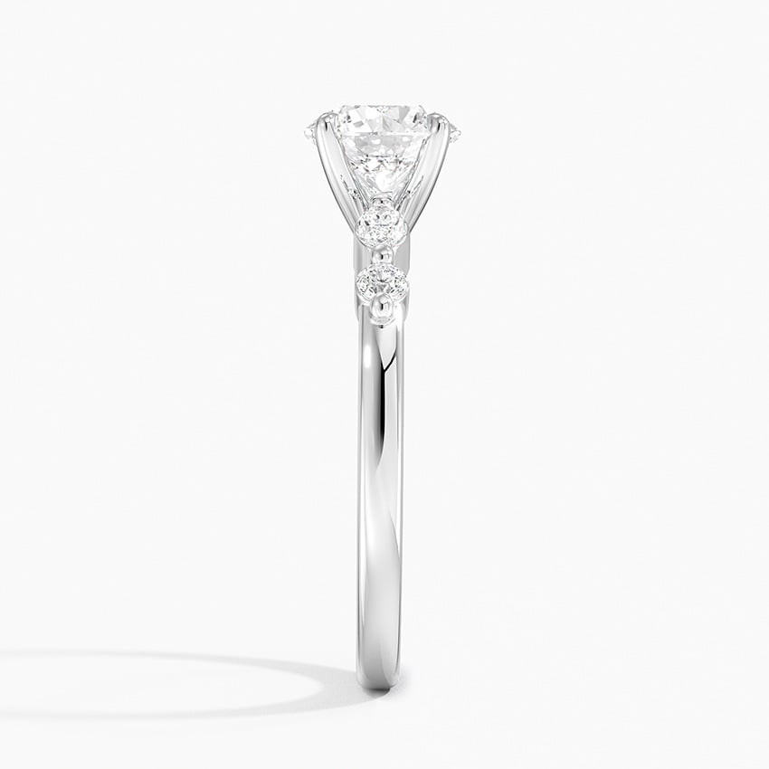 Versailles One-Quarter Coverage Diamond Ring Platinum Round Engagement Ring