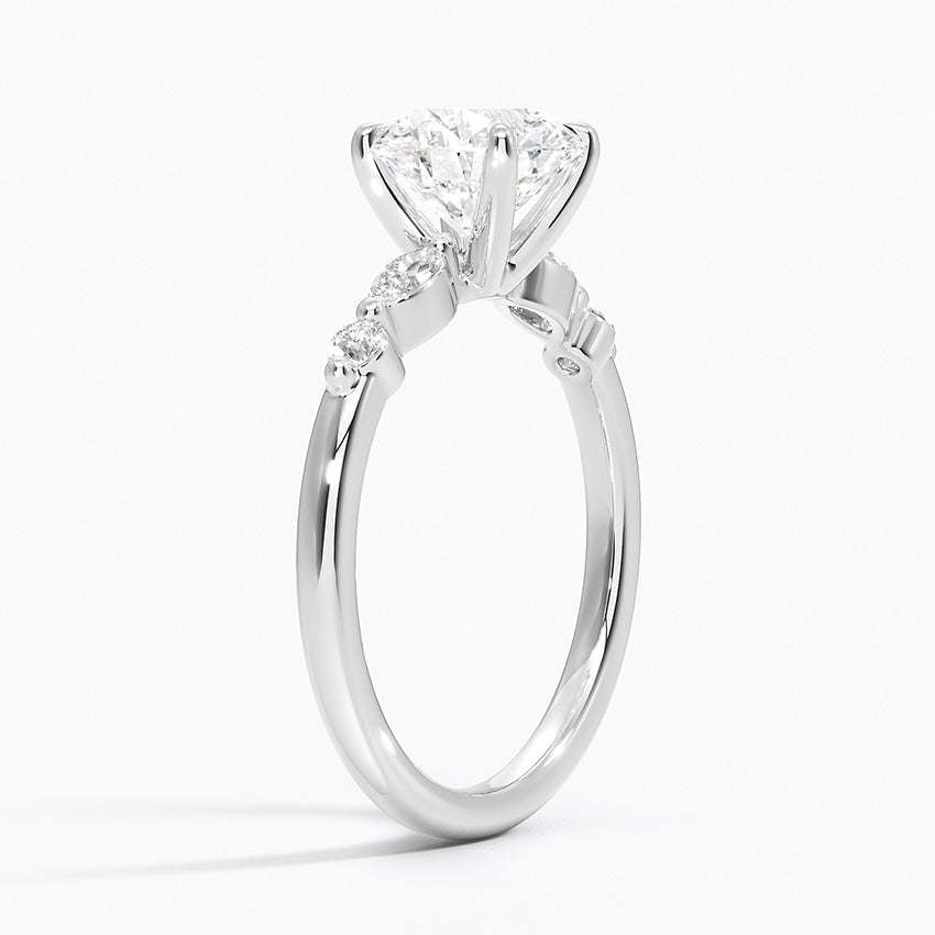 Versailles One-Quarter Coverage Diamond Ring Platinum Round Engagement Ring