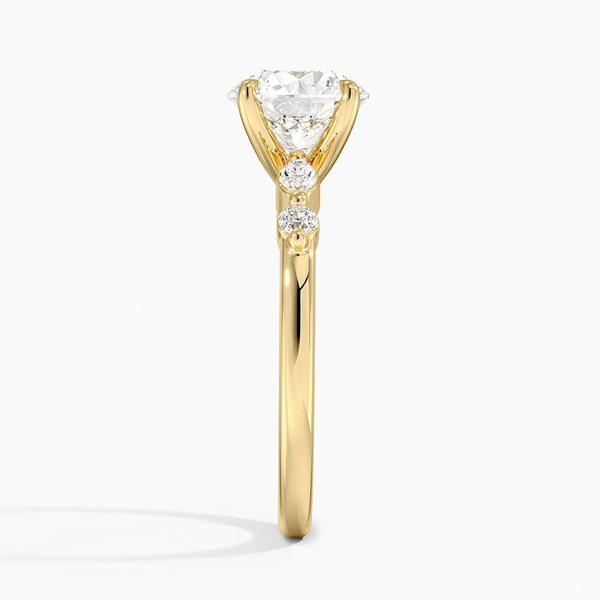 Versailles One-Quarter Coverage Diamond Ring Yellow Gold 18k Round Engagement Ring
