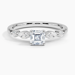 Versailles One-Quarter Coverage Diamond Ring Platinum Asscher Engagement Ring