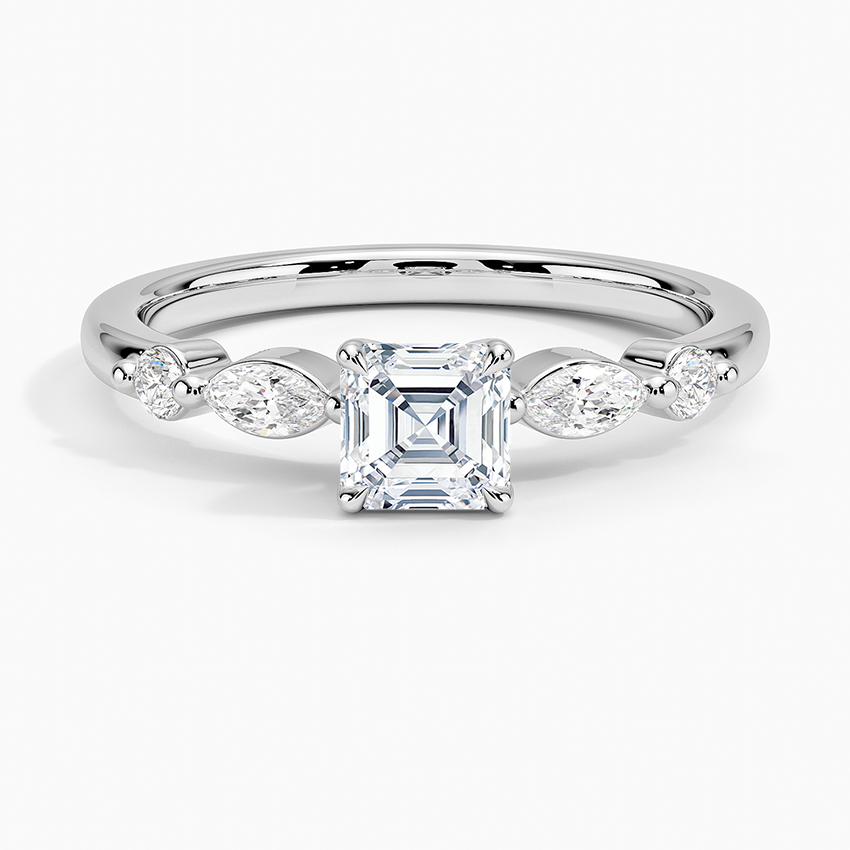 Versailles One-Quarter Coverage Diamond Ring Platinum Asscher Engagement Ring