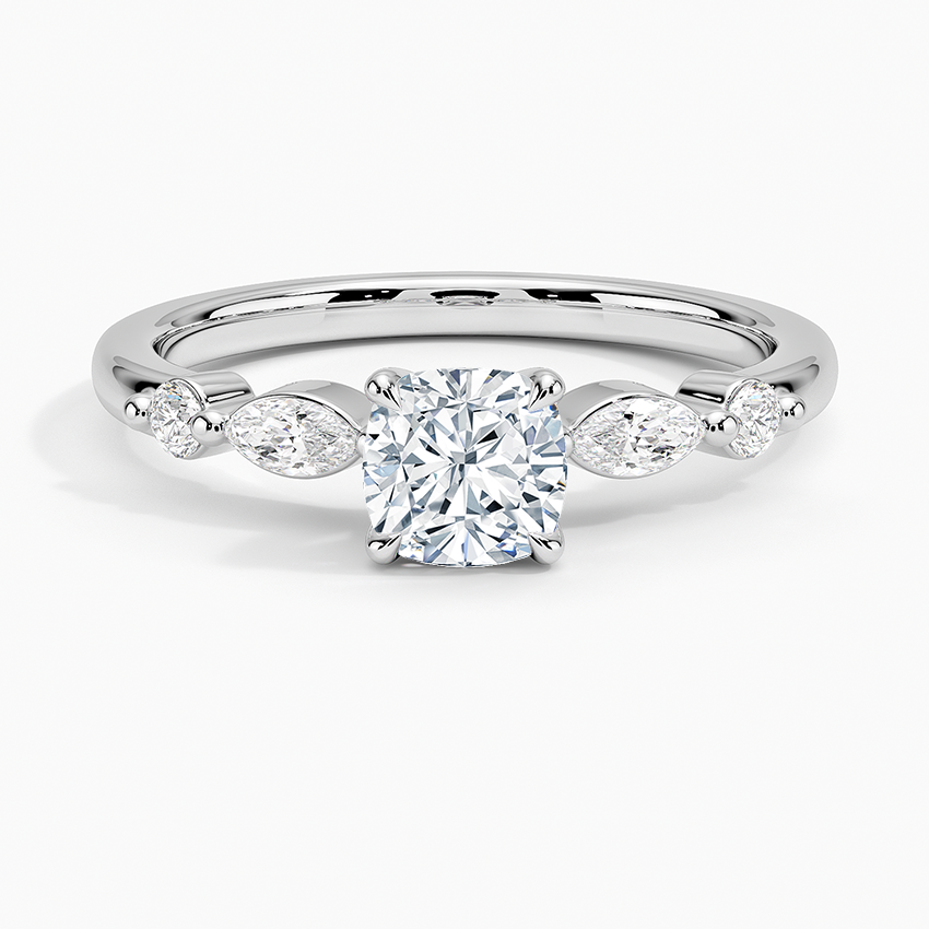Versailles One-Quarter Coverage Diamond Ring Platinum Cushion Engagement Ring