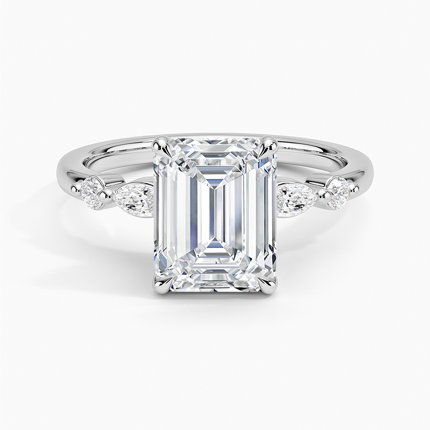 Versailles One-Quarter Coverage Diamond Ring Platinum Emerald Engagement Ring