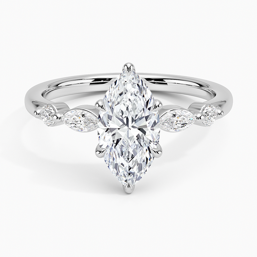 Versailles One-Quarter Coverage Diamond Ring Platinum Marquise Engagement Ring