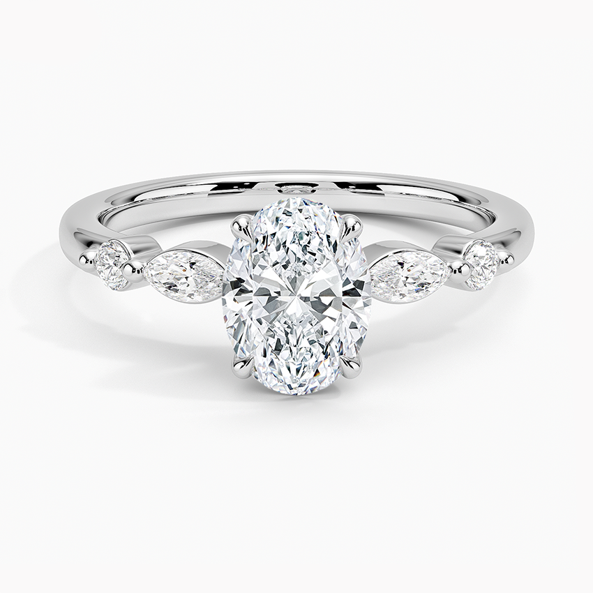Versailles One-Quarter Coverage Diamond Ring Platinum Oval Engagement Ring
