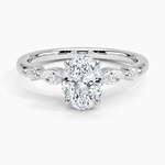 Versailles One-Quarter Coverage Diamond Ring Platinum Oval Engagement Ring