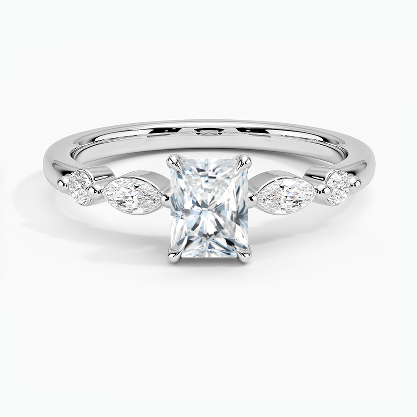 Versailles One-Quarter Coverage Diamond Ring Platinum Radiant Engagement Ring
