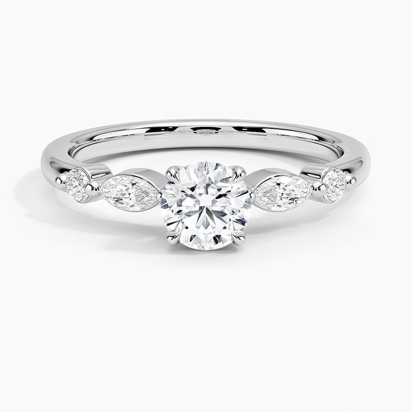 Versailles One-Quarter Coverage Diamond Ring Platinum Round Engagement Ring