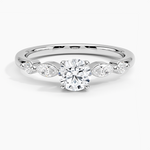 Versailles One-Quarter Coverage Diamond Ring Platinum Round Engagement Ring