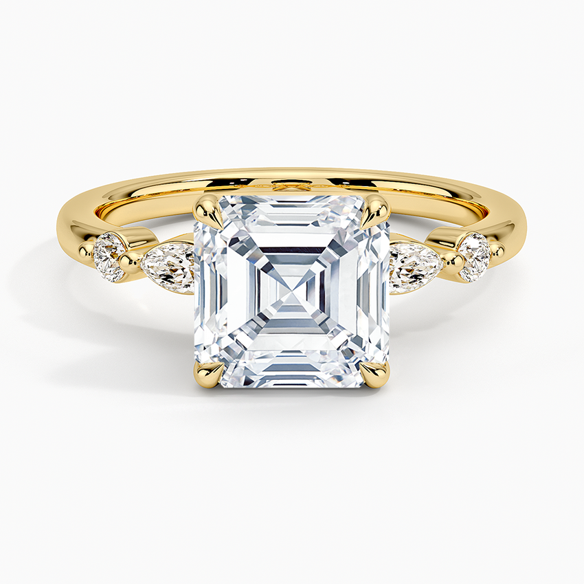 Versailles One-Quarter Coverage Diamond Ring Yellow Gold 18k Asscher Engagement Ring