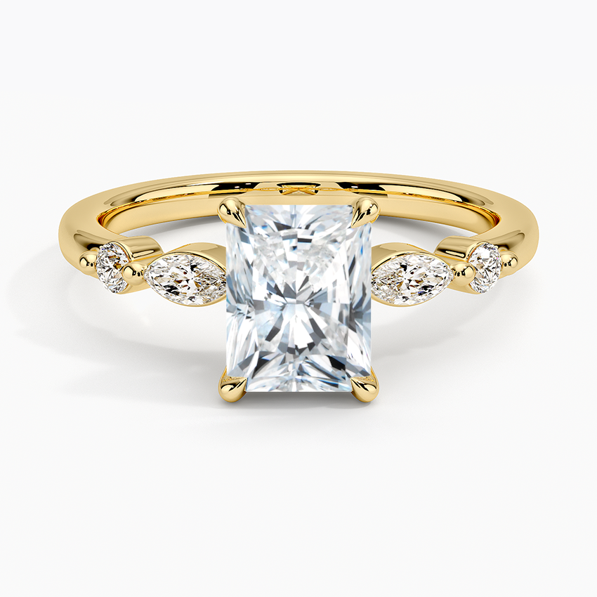 Versailles One-Quarter Coverage Diamond Ring Yellow Gold 18k Radiant Engagement Ring