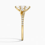 Luxe Delilah Three Stone Pave Diamond Ring Yellow Gold 18k Marquise Engagement Ring