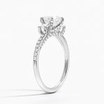 Luxe Delilah Three Stone Pave Diamond Ring Platinum Oval Engagement Ring
