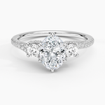 Luxe Delilah Three Stone Pave Diamond Ring Platinum Oval Engagement Ring