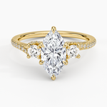 Luxe Delilah Three Stone Pave Diamond Ring Yellow Gold 18k Marquise Engagement Ring