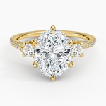 Luxe Delilah Three Stone Pave Diamond Ring Yellow Gold 18k Oval Engagement Ring