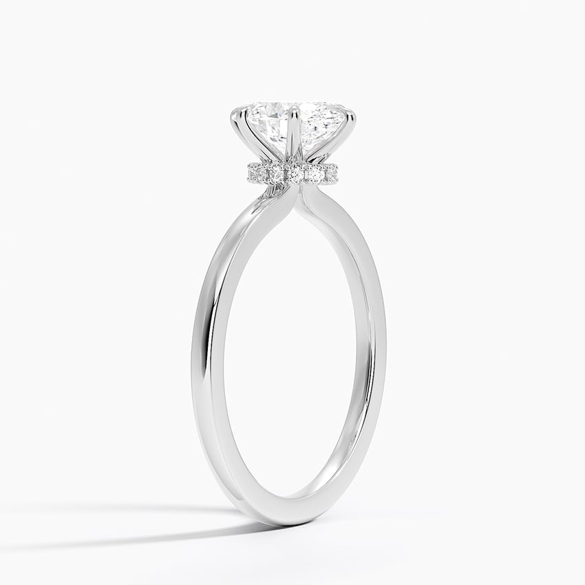 Secret Halo Six-Prong Diamond Ring Platinum Oval Engagement Ring