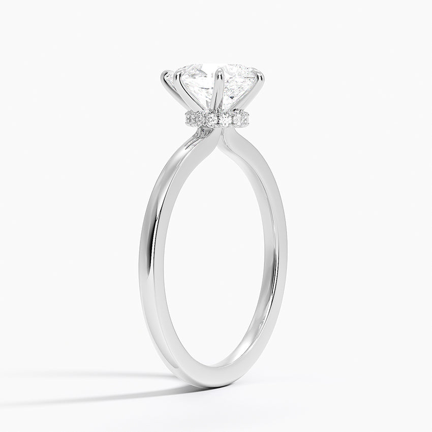 Secret Halo Six-Prong Diamond Ring Platinum Princess Engagement Ring