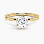 Secret Halo Six-Prong Diamond Ring Yellow Gold 18k Round Engagement Ring