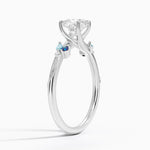 Camellia Indigo Milgrain Ring Platinum Cushion Engagement Ring