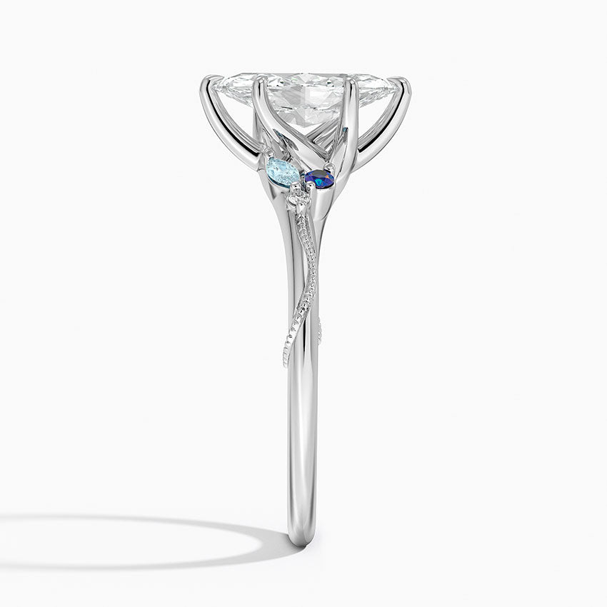 Camellia Indigo Milgrain Ring Platinum Marquise Engagement Ring