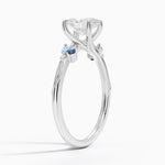Camellia Indigo Milgrain Ring Platinum Oval Engagement Ring
