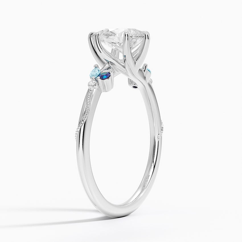 Camellia Indigo Milgrain Ring Platinum Pear Engagement Ring