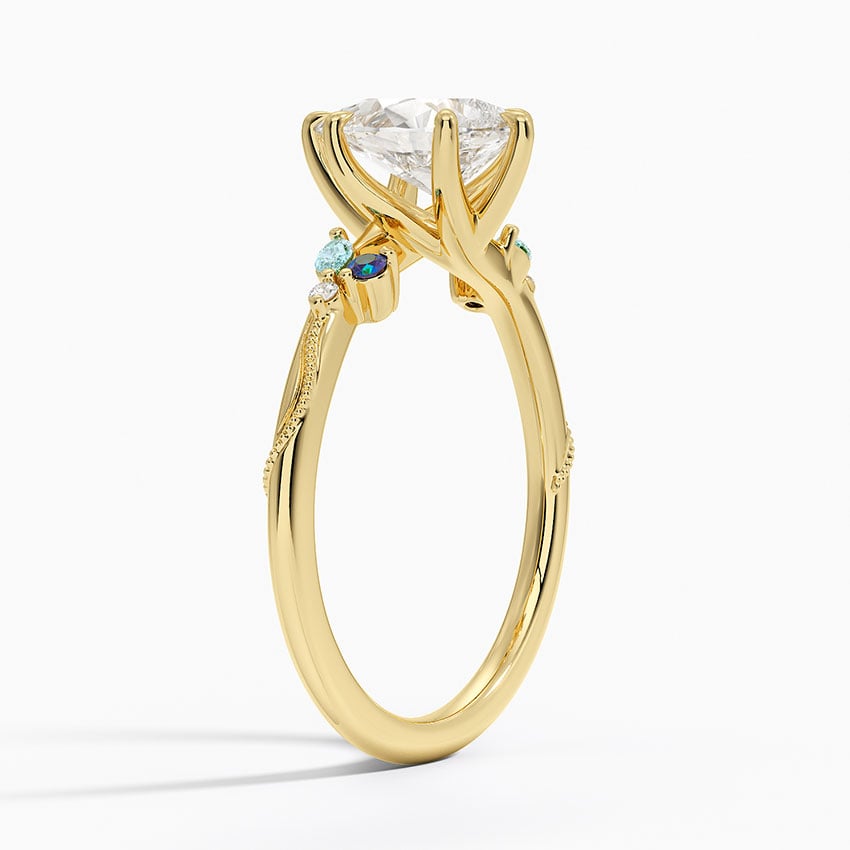 Camellia Milgrain Diamond Ring Yellow Gold 18k Pear Engagement Ring