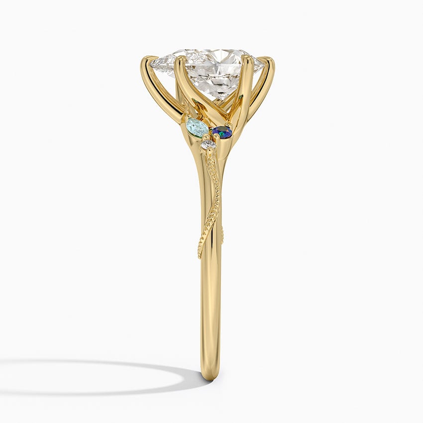 Camellia Milgrain Diamond Ring Yellow Gold 18k Pear Engagement Ring