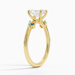 Camellia Indigo Milgrain Ring Yellow Gold 18k Radiant Engagement Ring