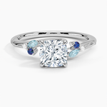 Camellia Indigo Milgrain Ring Platinum Cushion Engagement Ring