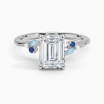 Camellia Indigo Milgrain Ring Platinum Emerald Engagement Ring