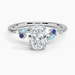 Camellia Indigo Milgrain Ring Platinum Oval Engagement Ring