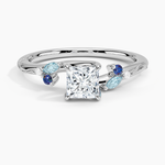 Camellia Indigo Milgrain Ring Platinum Princess Engagement Ring