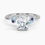 Camellia Indigo Milgrain Ring Platinum Radiant Engagement Ring