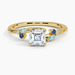 Camellia Indigo Milgrain Ring Yellow Gold 18k Asscher Engagement Ring