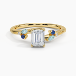 Camellia Indigo Milgrain Ring Yellow Gold 18k Emerald Engagement Ring