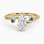 Camellia Indigo Milgrain Ring Yellow Gold 18k Marquise Engagement Ring