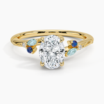 Camellia Indigo Milgrain Ring Yellow Gold 18k Oval Engagement Ring