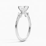 Camellia Milgrain Diamond Ring Platinum Asscher Engagement Ring