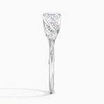 Camellia Milgrain Diamond Ring Platinum Asscher Engagement Ring