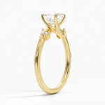 Camellia Milgrain Diamond Ring Yellow Gold 18k Asscher Engagement Ring